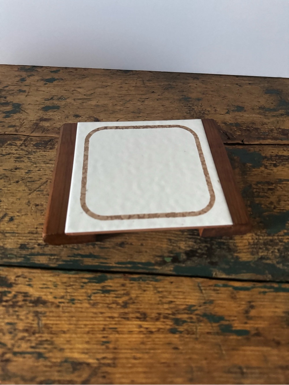 Wood-Tile Trivet - White and Brown